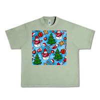Oil Green christmas trees and snow seamless pattern Urban Heavy Tee - BundleAndBundleShop