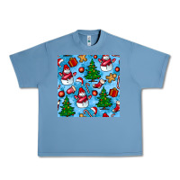 Pebble Blue christmas trees and snow seamless pattern Urban Heavy Tee - BundleAndBundleShop