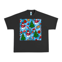 Pigment Black christmas trees and snow seamless pattern Urban Heavy Tee - BundleAndBundleShop
