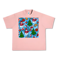 Salmon christmas trees and snow seamless pattern Urban Heavy Tee - BundleAndBundleShop