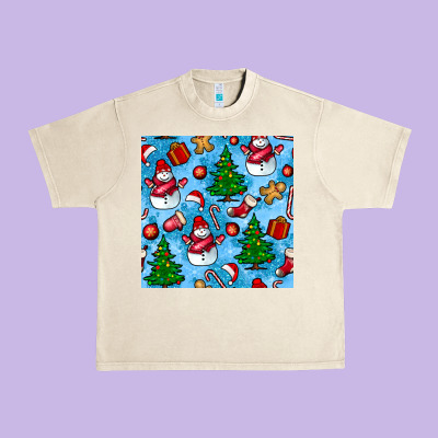 Christmas Trees And Snow Seamless Pattern Urban Heavy Tee Designed By Bundleandbundleshop