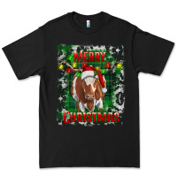 Black Western Merry Christmas Longhorn Cow Premium Tee - RanaPortraitStore