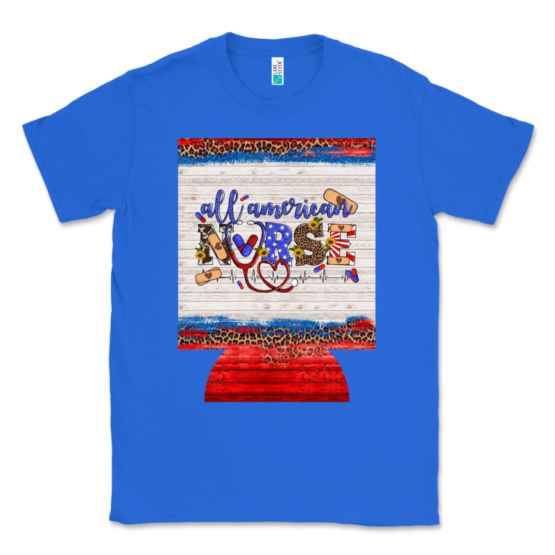 All American Nurse 12 Oz Regular Can Cooler Classic Tee by Artiststas | Teevron
