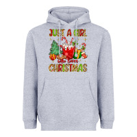 Heather Grey just a girl who loves christmas Heavyweight Hoodie - MaliasSmallBusiness
