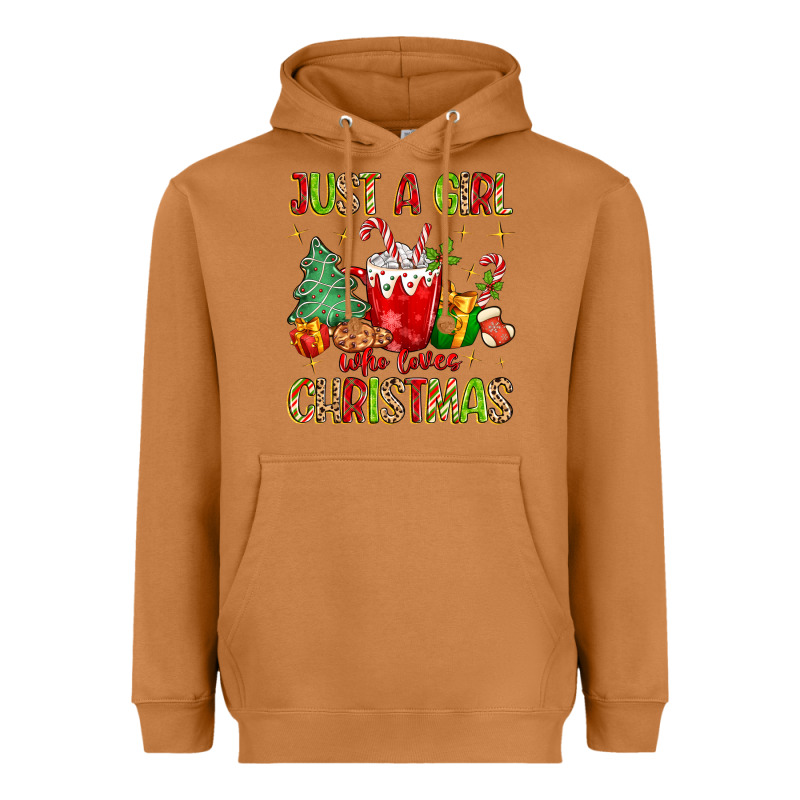 Just A Girl Who Loves Christmas Heavyweight Hoodie by MaliasSmallBusiness | Teevron