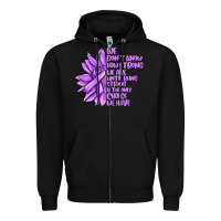 Purple Pancreatic Cancer Sunflower And Cancer Ribb Zipper Hoodie | Teevron