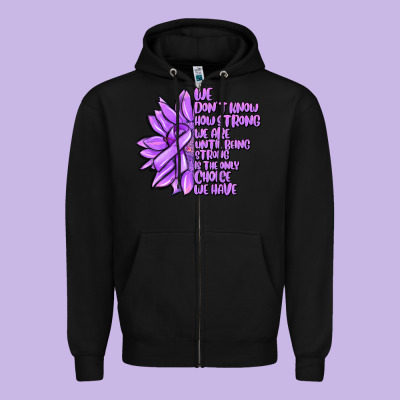 Purple Pancreatic Cancer Sunflower And Cancer Ribb Zipper Hoodie Designed By Maliassmallbusiness