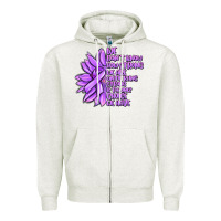 Oatmeal Heather purple pancreatic cancer sunflower and cancer ribb Zipper Hoodie - MaliasSmallBusiness