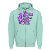 Seafoam purple pancreatic cancer sunflower and cancer ribb Zipper Hoodie - MaliasSmallBusiness