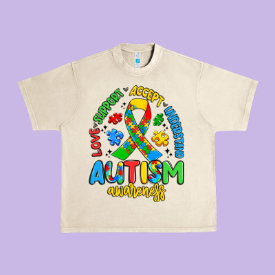 Love Support Accept Understand Autism Awareness Urban Heavy Tee Designed By Artiststas