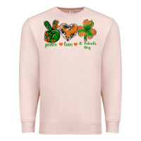 Pale Pink Peace Love St.Patrick's Day Premium Sweatshirt - BundleAndBundleShop