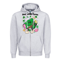 Heather Grey one lucky nurse belt bag Zipper Hoodie - MaliasSmallBusiness