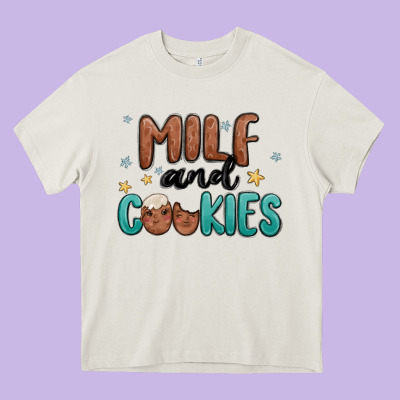 Milf And Cookies Heavy Core Tee Designed By Maliassmallbusiness