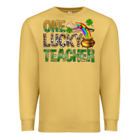 Antique Gold One Lucky Teacher St. Patricks Premium Sweatshirt - BundleAndBundleShop