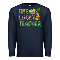 Navy One Lucky Teacher St. Patricks Premium Sweatshirt - BundleAndBundleShop