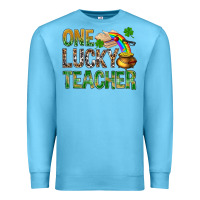 Ocean Blue One Lucky Teacher St. Patricks Premium Sweatshirt - BundleAndBundleShop