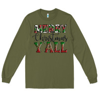 Army Green merry christmas y'all Long Sleeve Tee - AdoDesignShop