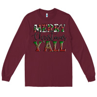 Burgundy merry christmas y'all Long Sleeve Tee - AdoDesignShop