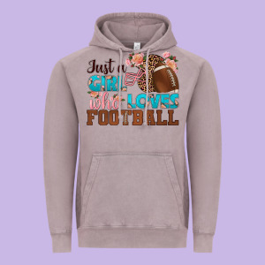 Just A Girl Who Loves Football Vintage Hoodie Designed By Hra Design Shop