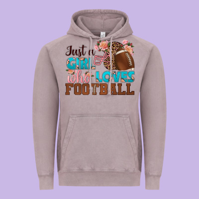 Just A Girl Who Loves Football Vintage Hoodie Designed By Hra Design Shop