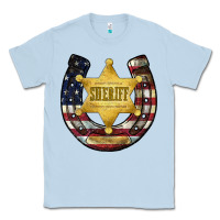 Dusty Blue sheriff american flag Classic Tee - JahusDesignShop