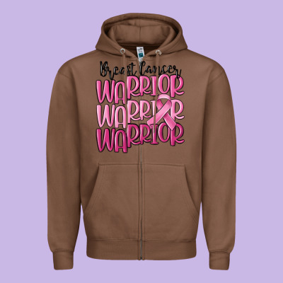 Breast Cancer Warrior Zipper Hoodie Designed By Maliassmallbusiness