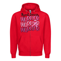 Red breast cancer warrior Zipper Hoodie - MaliasSmallBusiness
