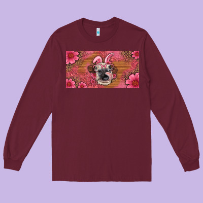 Easter Heifer With Bunny Ears And Glasses License Plate Long Sleeve Tee Designed By Artiststas