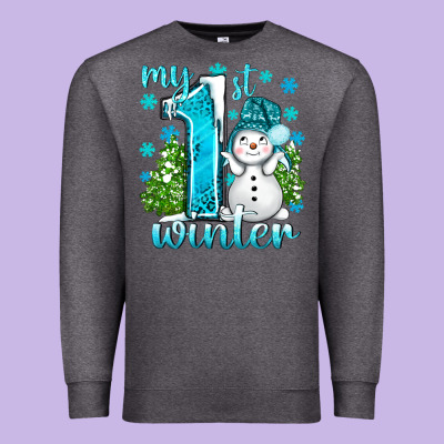 My 1 St Winter With Cute Snowman Premium Sweatshirt Designed By Bundleandbundleshop