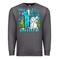 Charcoal Heather My 1 St Winter With Cute Snowman Premium Sweatshirt - BundleAndBundleShop