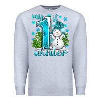 Heather Grey My 1 St Winter With Cute Snowman Premium Sweatshirt - BundleAndBundleShop
