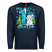 Navy My 1 St Winter With Cute Snowman Premium Sweatshirt - BundleAndBundleShop