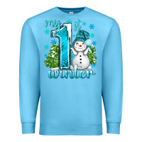 Ocean Blue My 1 St Winter With Cute Snowman Premium Sweatshirt - BundleAndBundleShop