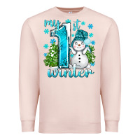 Pale Pink My 1 St Winter With Cute Snowman Premium Sweatshirt - BundleAndBundleShop
