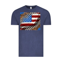 Vintage Denim American flag and racee flag Vintage Tee - AdoDesignShop