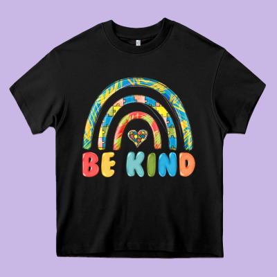 Be Kind Autism Heavy Core Tee Designed By Maliassmallbusiness