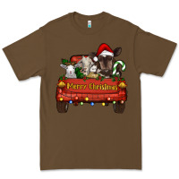 Cacao Merry Christmas Truck Farm Animals Premium Tee - RanaPortraitStore