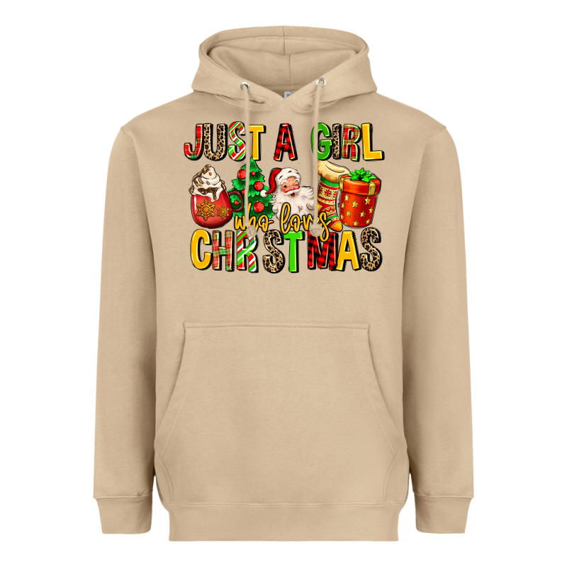 Just A Girl Who Loves Christmas Heavyweight Hoodie by MaliasSmallBusiness | Teevron