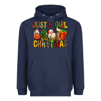 Navy just a girl who loves christmas Heavyweight Hoodie - MaliasSmallBusiness