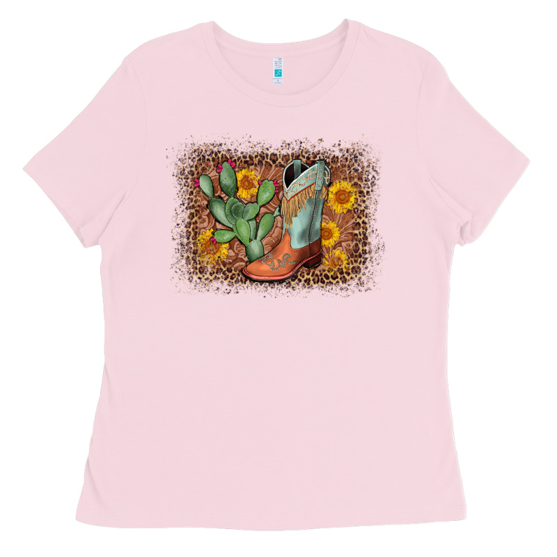 Cowboy Boots Cactus Leopard Ladies Tee by AdoDesignShop | Teevron