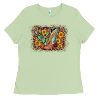 Matcha cowboy boots cactus leopard Ladies Tee - AdoDesignShop