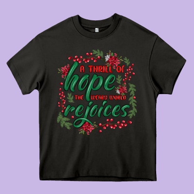 A Thrill Of Hope The Weary World Rejoices Heavy Core Tee Designed By Maliassmallbusiness