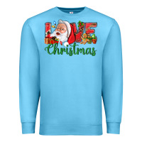 Ocean Blue Love Christmas With Santa Premium Sweatshirt - BundleAndBundleShop