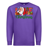 Purple Love Christmas With Santa Premium Sweatshirt - BundleAndBundleShop