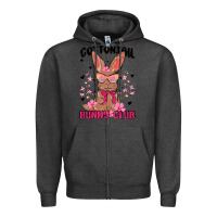 Charcoal Heather cottontail bunny club Zipper Hoodie - MaliasSmallBusiness