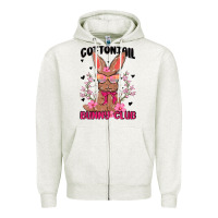 Oatmeal Heather cottontail bunny club Zipper Hoodie - MaliasSmallBusiness