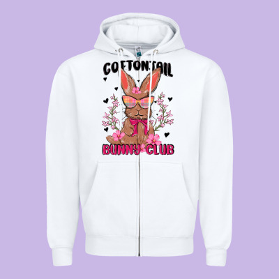 Cottontail Bunny Club Zipper Hoodie Designed By Maliassmallbusiness
