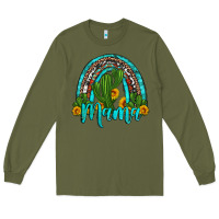Army Green western cactus and sunflower mama rainbow Long Sleeve Tee - Artiststas