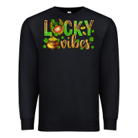 Black St. Patricks day lucky vibes Premium Sweatshirt - BundleAndBundleShop
