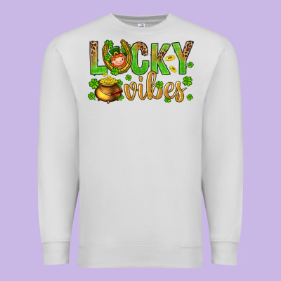 St. Patricks Day Lucky Vibes Premium Sweatshirt Designed By Bundleandbundleshop